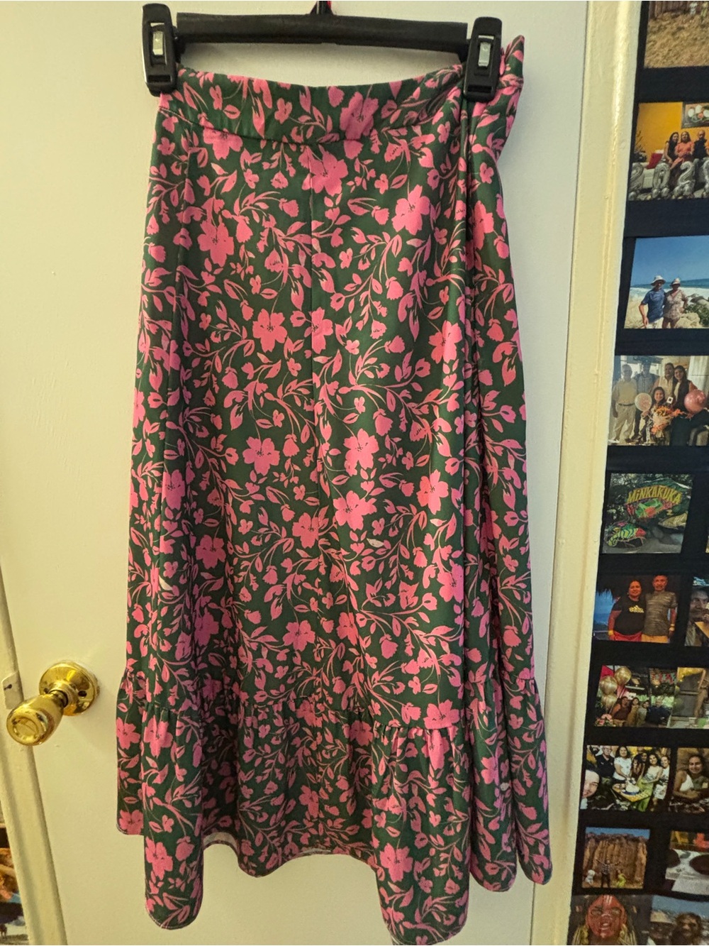 NSR Pink Floral Maxi Skirt on Green
